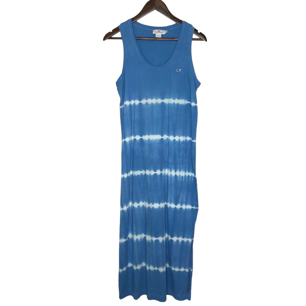 Vineyard Vines Blue and White Maxi Side Slit Dress Size Small